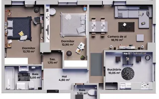 Apartament 3 camere, bloc nou, intabulat, Calea Surii Mici-Sibiu - Schiță 12