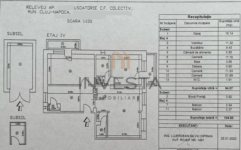 Apartament 4 camere pe Luis Pasteur!  Garaj subteran inclus! - Schiță 8