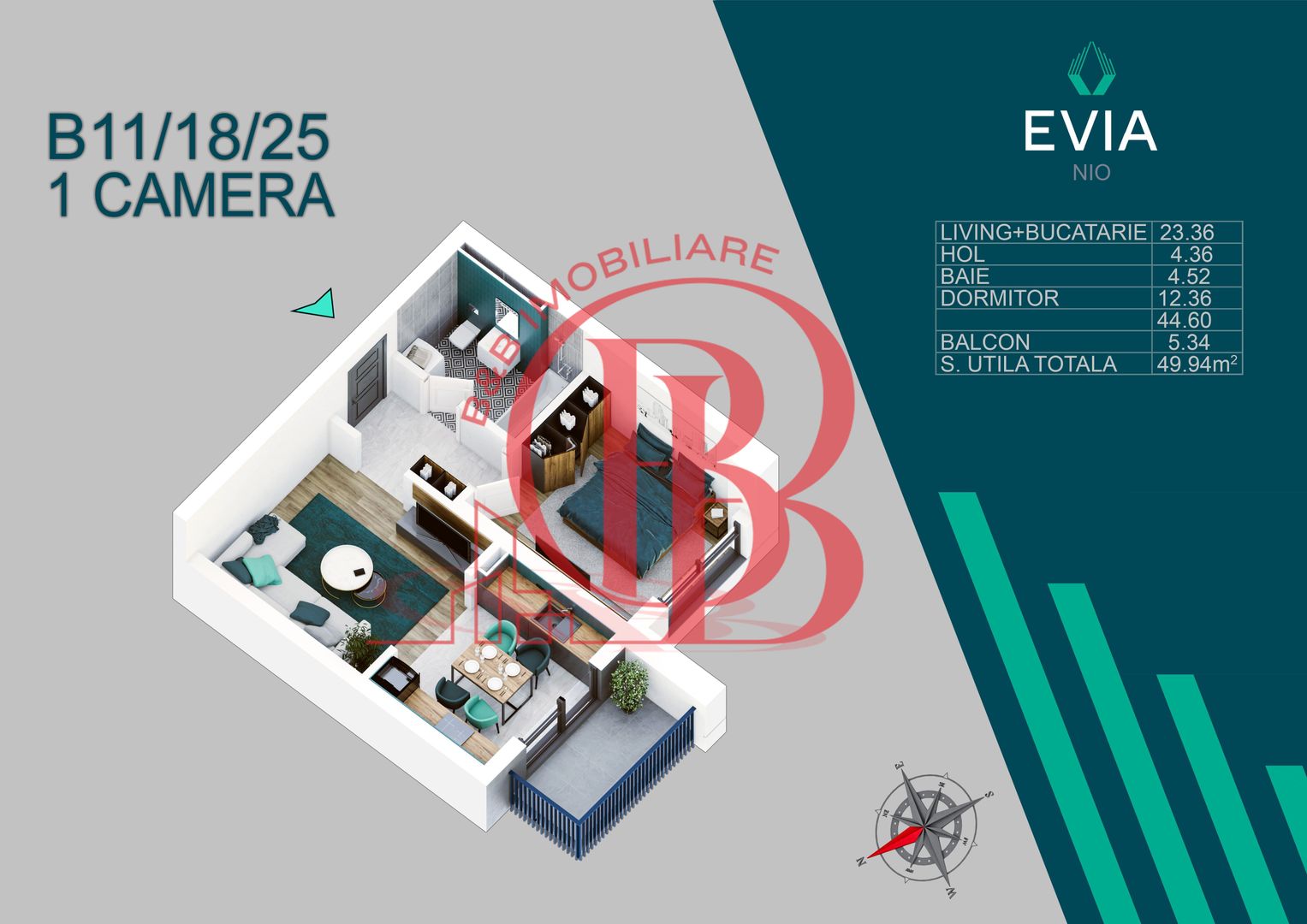 2 camere ideal investitie proiect premium -Titan -Pallady - Schiță 5