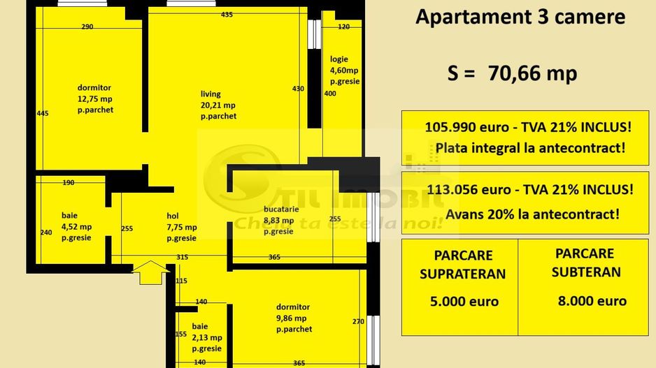 Apartament 3 camere Cug Valea Adanca, bloc nou, cartier rezidential - Poză 2
