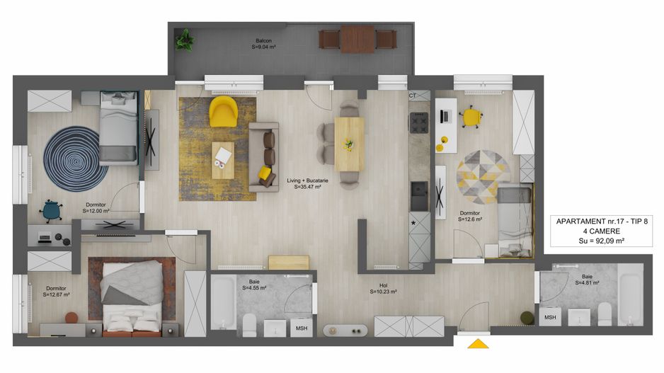 Apartament 4 camere intabulat - Sibiu - Schiță 5
