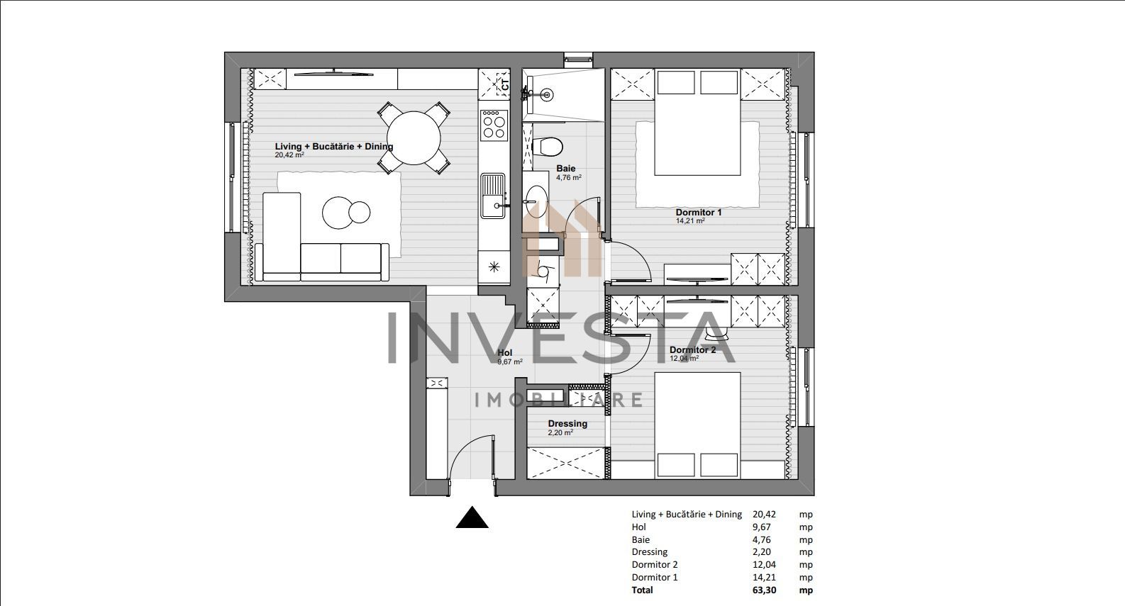 Apartament 3 camere decomandate SUPERFINISAT strada Nasaud! - Schiță 21