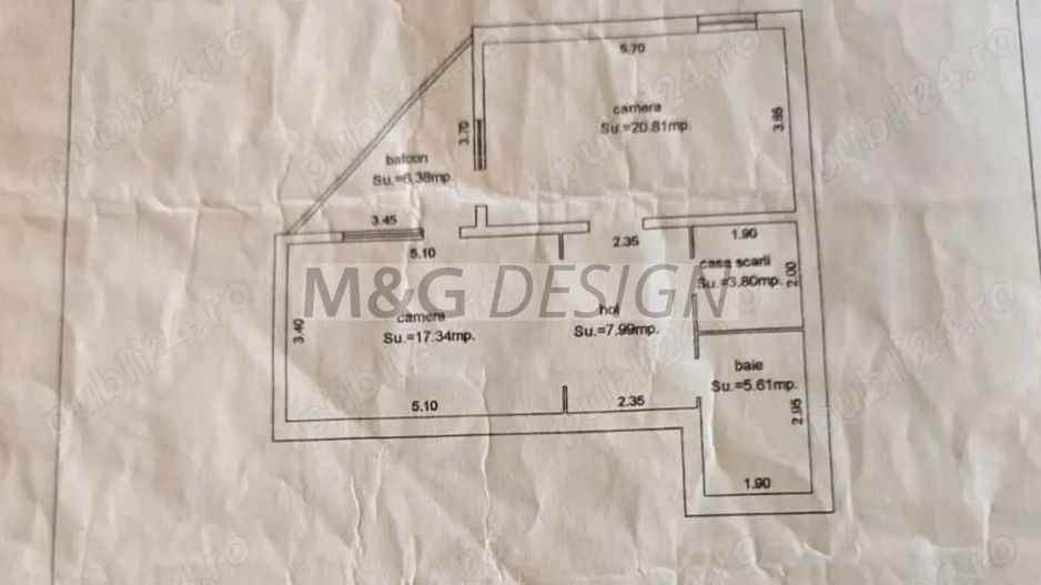 Apartament  3 camere  pe 2 nivele zona Dorobantilor - Schiță 9