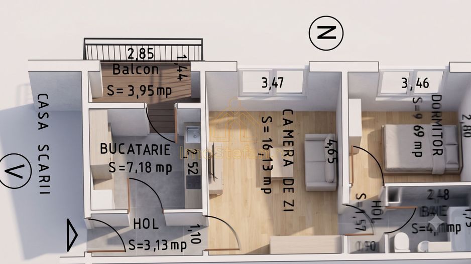 LOC DE PARCARE INCLUS Apartament 2 Camere Poarta 6 Lângă Liceul Blaga - Poză 11
