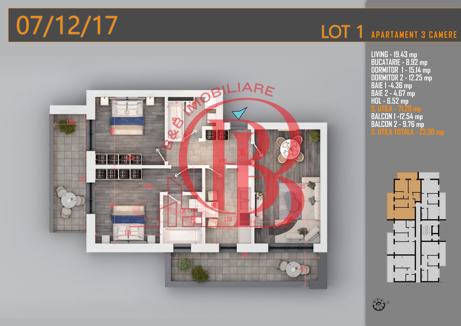 Apartament 3 camere Decomandat Titan Th. Pallady-Sector 3 - Schiță 1