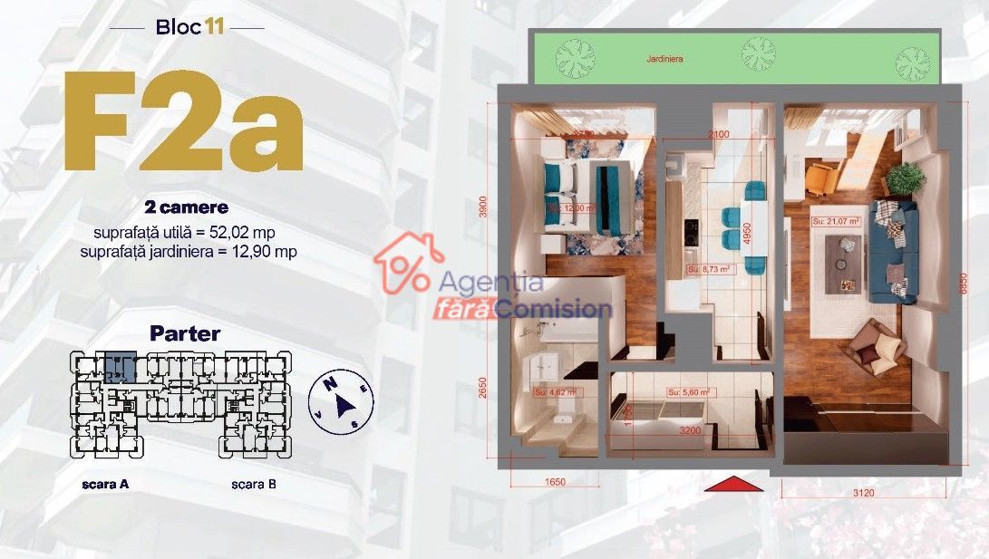 Apartament 1C, Copou, 43,4mp, 110000euro+TVA - Poză 7