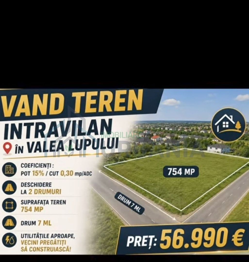 Teren intravilan de vânzare în Valea Lupului, Iași – 754 mp - Poză 1
