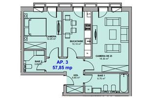 Apartament 2 camere, Intabulat - Prelungirea Doamna Stanca - Schiță 3
