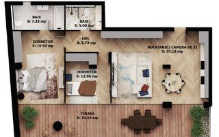 Apartament nou, 3 camere, 264 500 Euro. Comision 0. - Poză 1