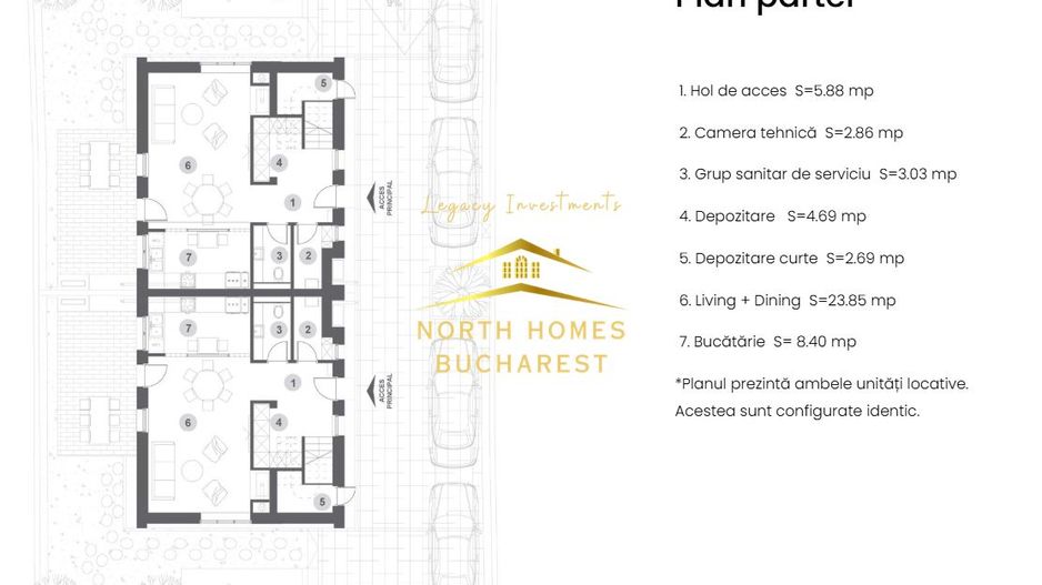 Duplex moder 4 camere, 3 bai, 2 locuri de parcare - Bucurestii Noi - Poză 16