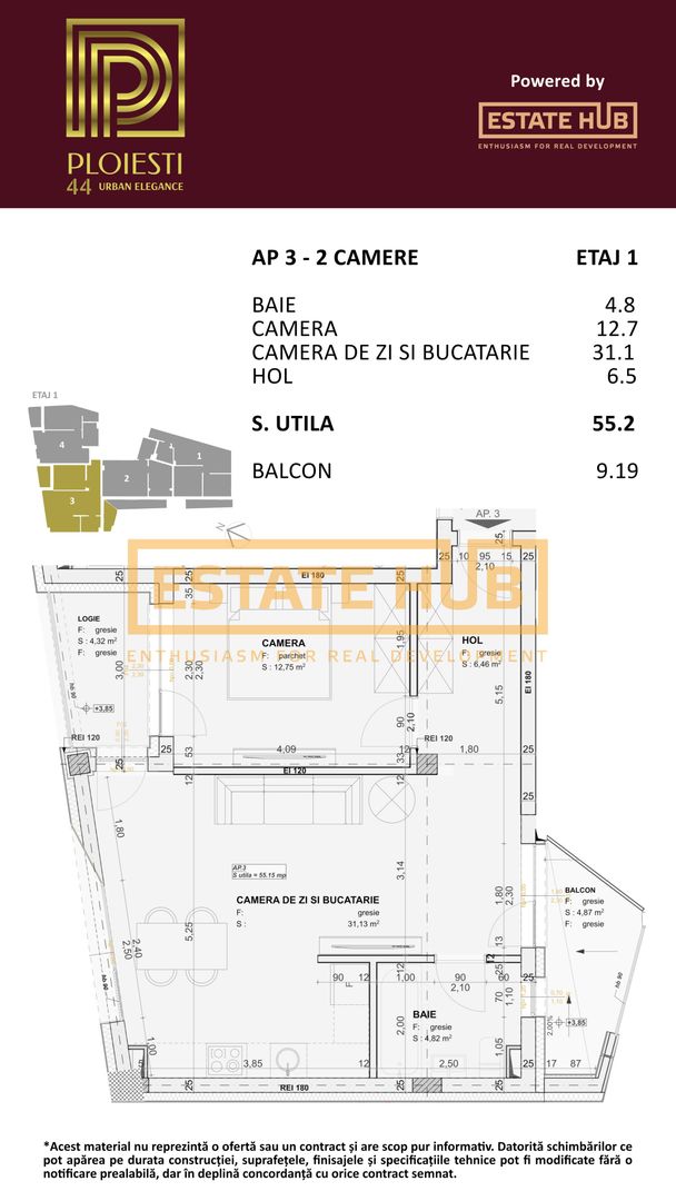 Apartament 2 camere FINISAT | zona Centrala | Comision 0% - Poză 3