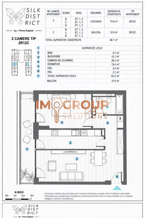 SILK DISTRICT - BLOC NOU INTABULAT - ETAJ 1 - APARTAMENT CU 2 CAMERE - Poză 5