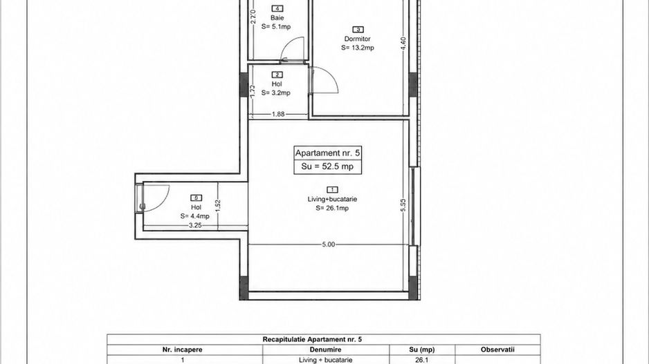 Ap 05 Teilor Residence - 2 camere FINISAT - Schiță 13