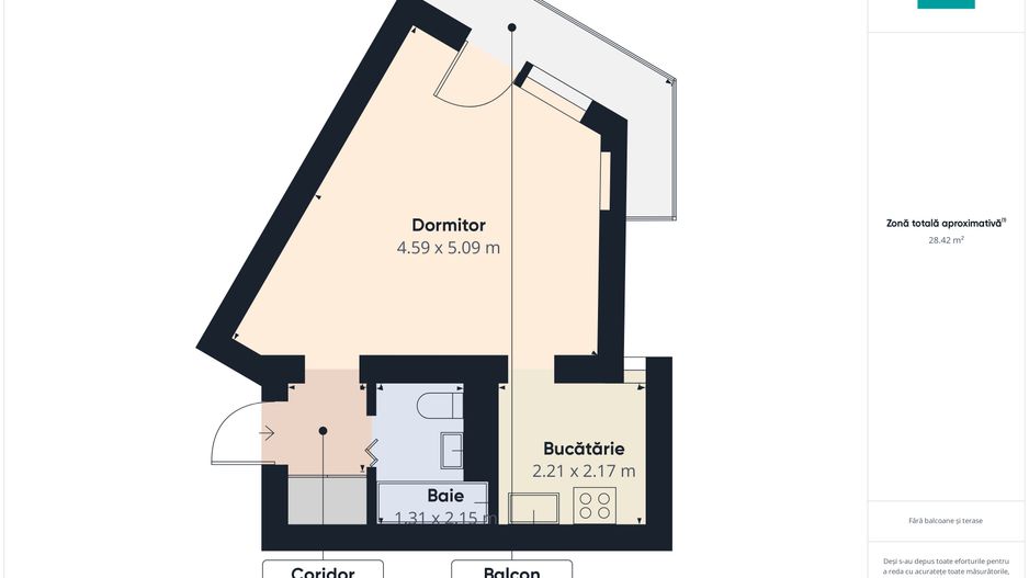 Apartament cu o cameră în zona Spitalului Județean - Poză 19