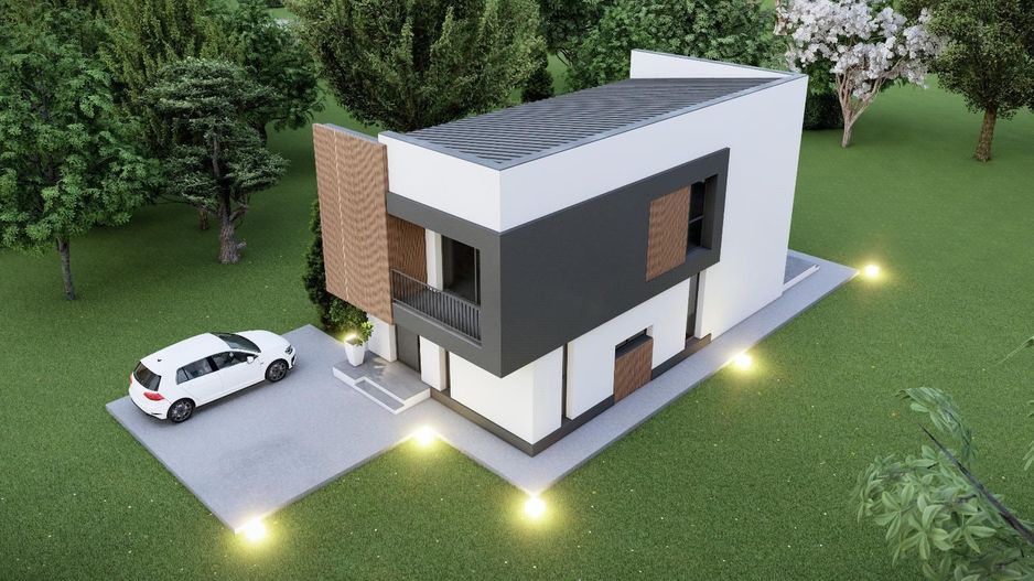 Vila eficienta energetic Tunari, strada publica, POMPA SI PANOURI SOLARE - Poză 4