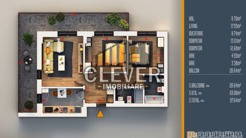 Apartament Superb 3 Camere cu Terasa Generoasa Titan Pallady - Poză 2