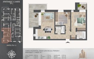 Apartament 3 camere, 86 mp, metrou Nicolae Teclu, Pallady - Schiță 9