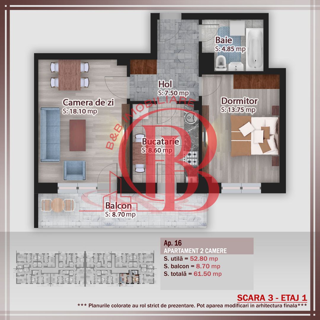 Apartament 2 camere 7 min STB Theodor Pallady-Titan - Schiță 6