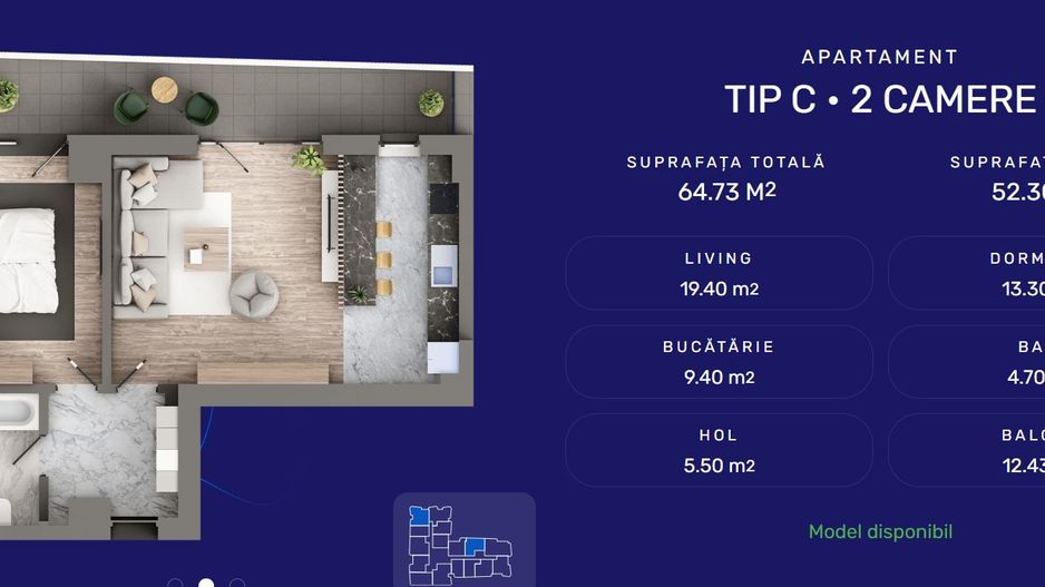 Apartament 2CD, 63.34mp - Poză 2