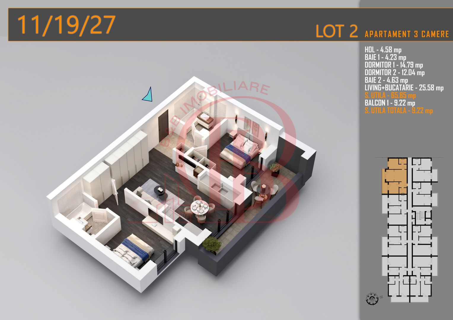 Apartament 3 camere Titan Th. Pallady-Sector 3-Metrou Teclu - Schiță 3