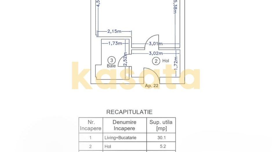 studio Ivory Residence I 43mp I parcare subterana I mobilat si utilat - Poză 12