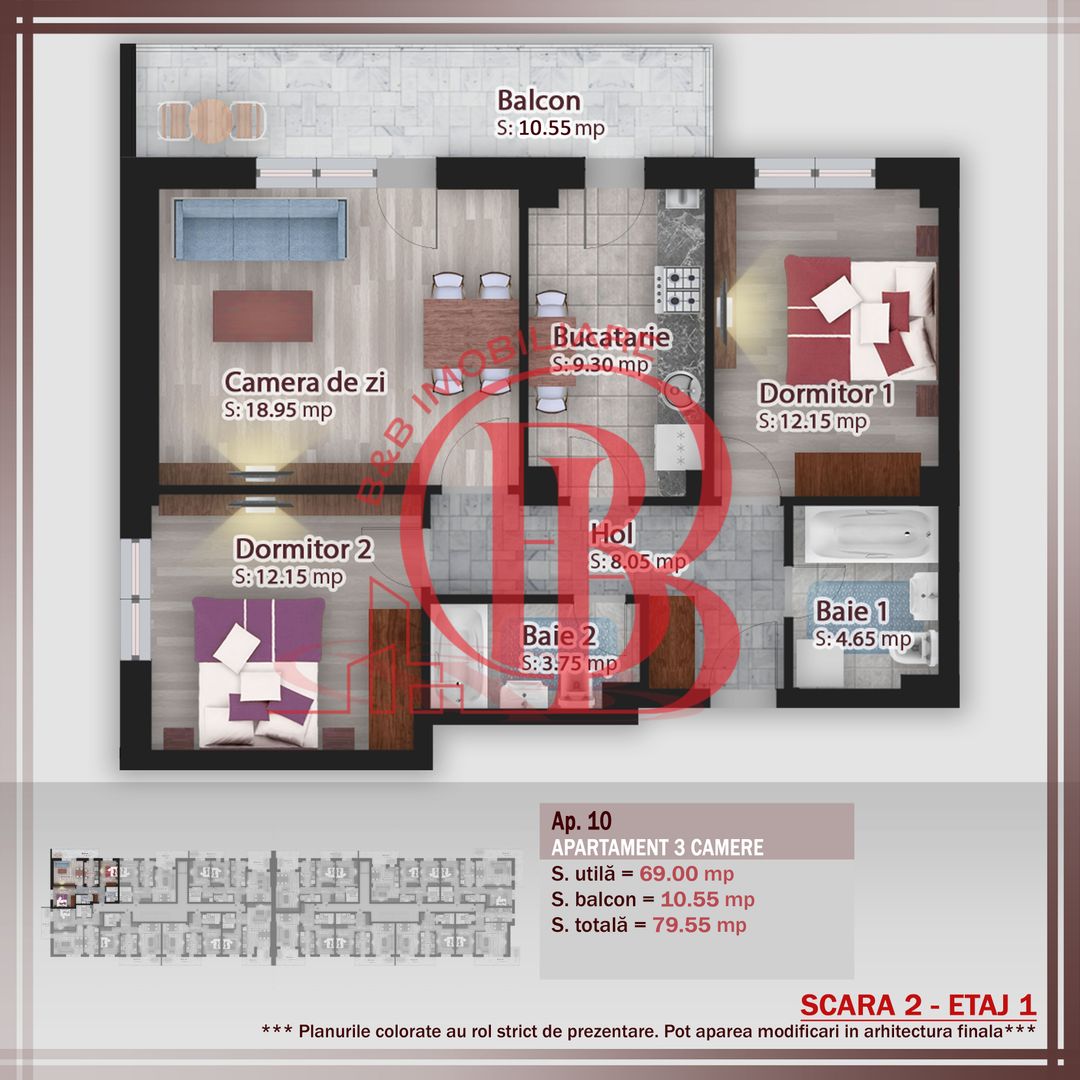 3 camere parcare bonus  -oferta lansare proiect Pallady - Schiță 7