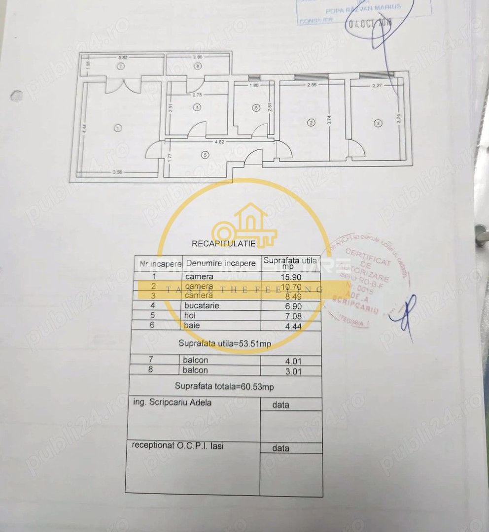 🏠Apartament 3 cam, 61MP, semidecomandat // 📍Valea Lupului - Schiță 10