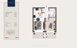 Studio cu Dormitor Separat | Terasă 12 mp | Pallady - Schiță 9