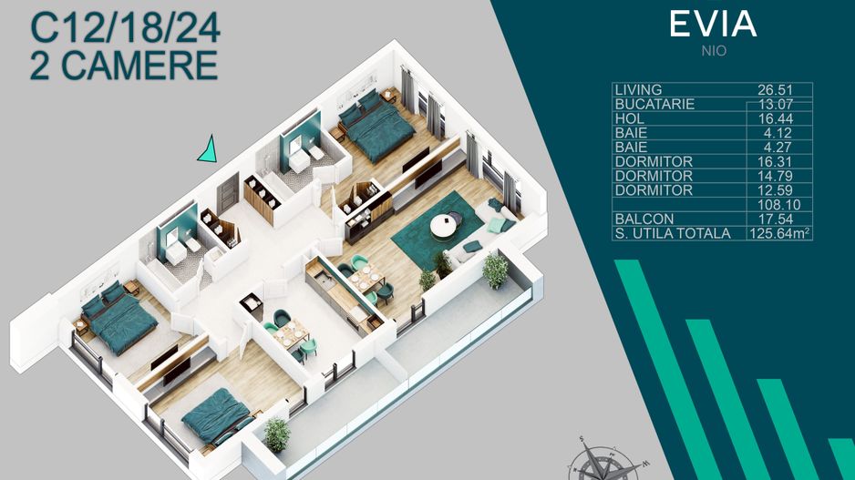 4 CAMERE- FINISAJE PREMIUM-METROU TECLU! - Poză 6