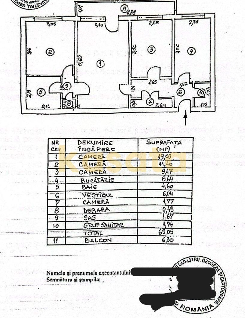 3 Camere | 13 Septembrie | Etaj Intermediar | Renovat | Bloc Anvelopat - Schiță 15