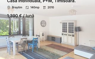 De inchiriat, casa individuala, P+M, Timisoara. - Poză 1