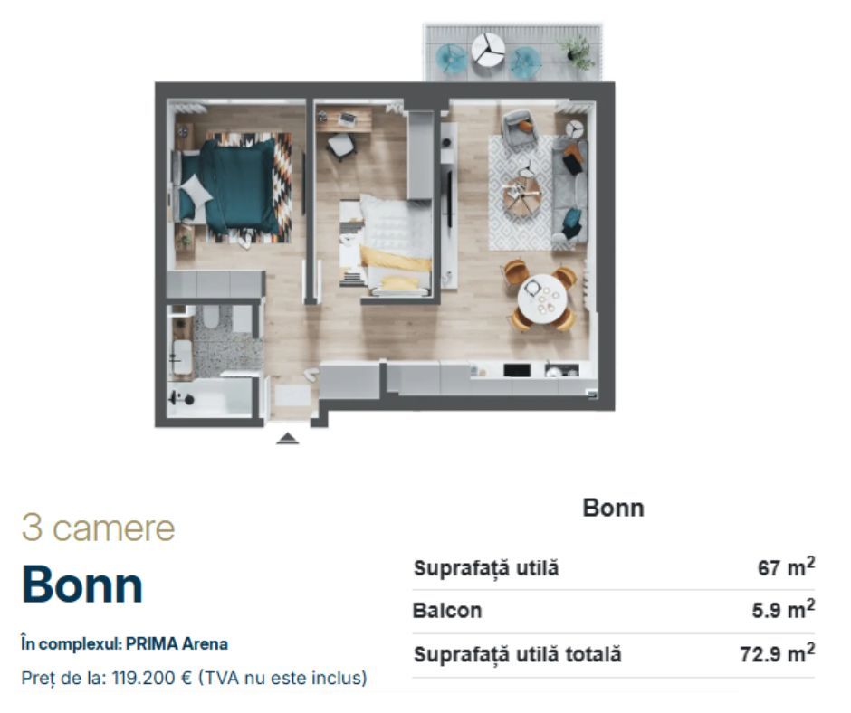 Apartamente de vanzare, 2,3 camere Arena Residence, Oradea - Poză 4