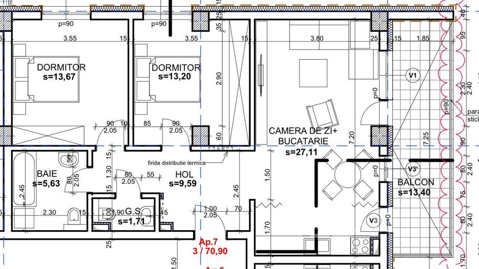 Apartament 3 camere Andrei Muresanu Sud cu CF si parcare subterana - Poză 2