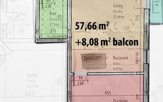 Apartament 2 camere decomandat, luminos, 58 mp + 2 balcoane + parcare. - Poză 7