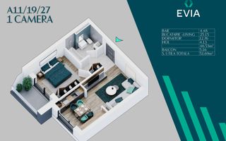 2 Camere-Tip Studio Proiect Premium Metrou Nicolae Teclu - Schiță 3