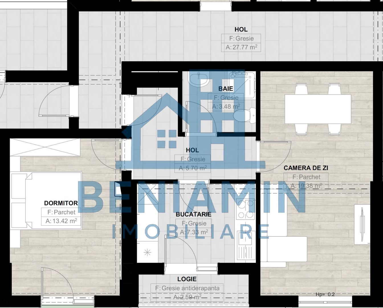 2 camere - etaj 2 -Bloc Nou- Incalzire in pardoseala - Parcare - Poză 2