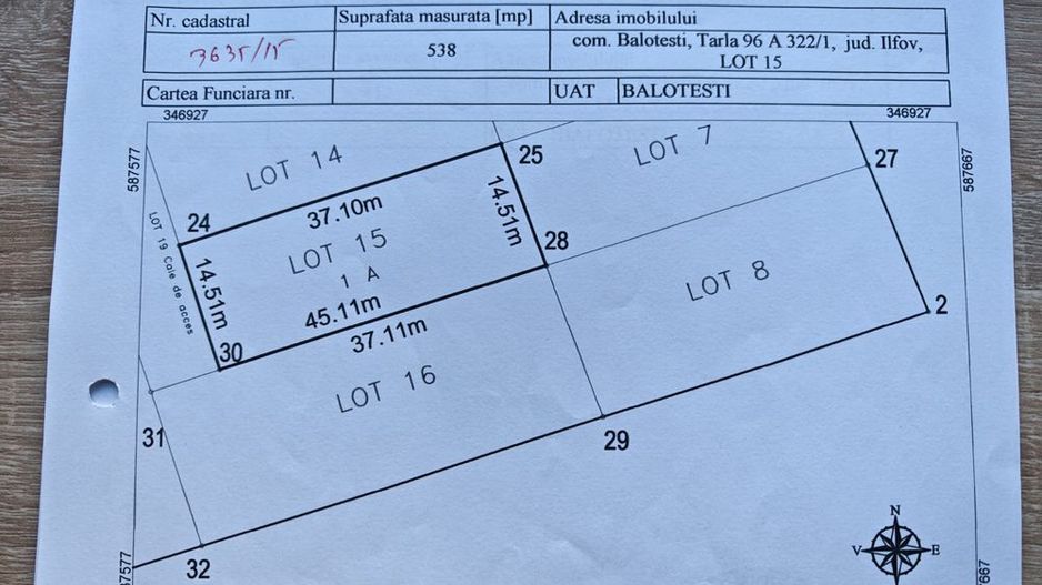 Teren Intravilan 538 mp -Balotesti - Poză 2