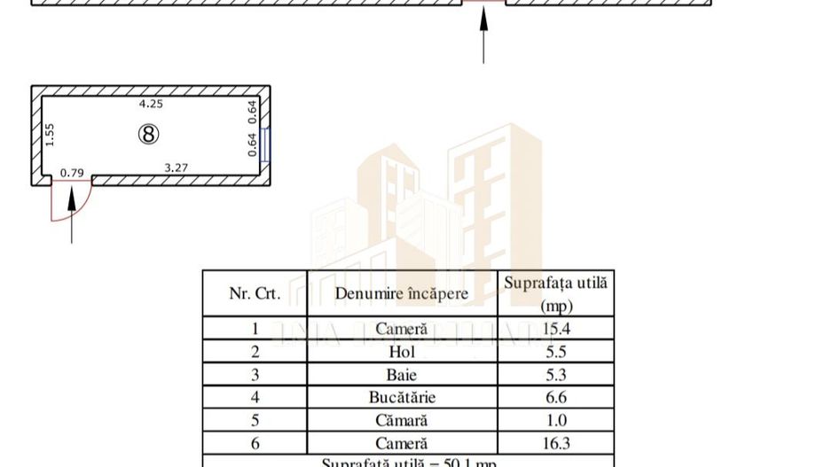 Apartament 2 camere decomandat Strada Harmanului Triaj Brasov - Schiță 16