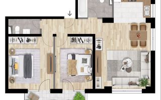 3 camere etaj intermediar imobil nou Intre Lacuri - Poză 1