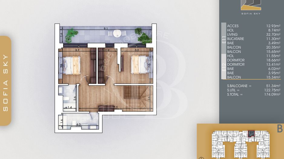 Theodor Pallady 3 camere Duplex Bloc Finalizat 7min Metrou - Schiță 3