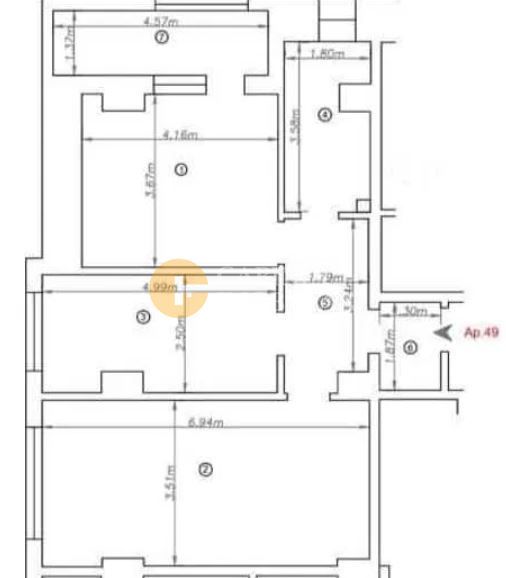 Pacurari- Etaj intermediar Apartament 2 camere decomandat- 72 mp - IIntabulat - Schiță 11