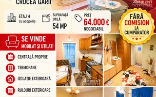 Apartament cu 2 camere, mobilat si utilat, zona Crucea Gării; - Poză 1