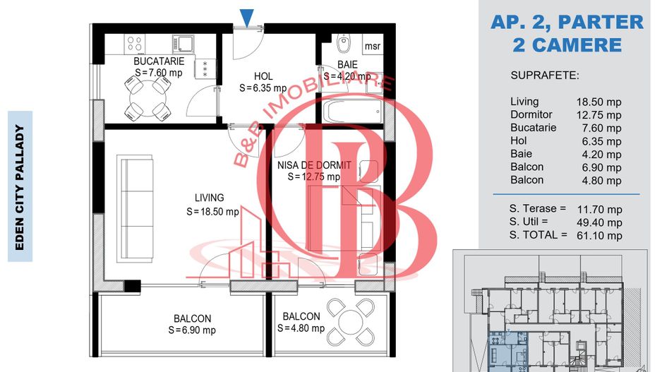 Apartament 2 camere Pallady Metrou Nicolae Teclu - Schiță 7