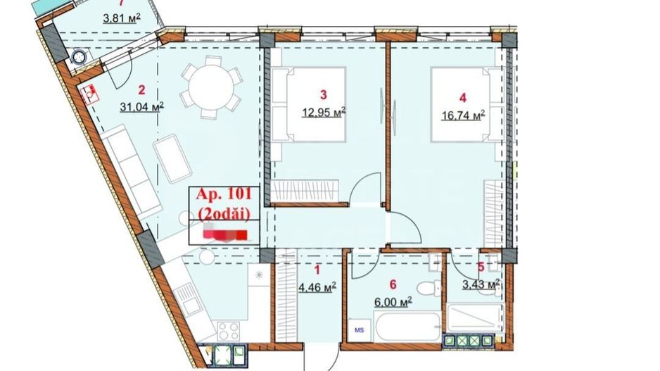 Vânzare, apartament 2 camere + living, str. Grenoble, Botanica - Poză 2