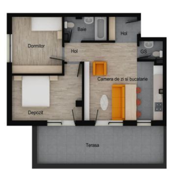 Apartament 3 camere, 2 bai, 58 mp utili, terasa 19 mp, garaj, boxa - Poză 1