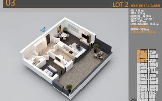 Apartament 3 camere Modern Titan Th. Pallady-Sector 3 - Schiță 2