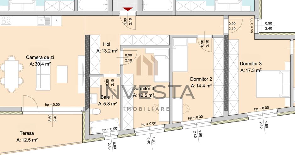 Apartament 4 camere, Marasti – zona The Office, proiect premium - Schiță 2