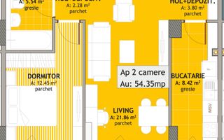 Apartament cu 2 camere in Iris - Ansamblu Exclusivist, imobil nZEB - Schiță 2