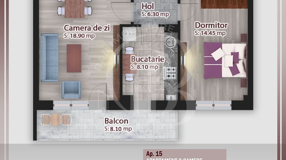 Titan-Theodor Pallady-Apartament 2 camere-Comision 0% - Schiță 1