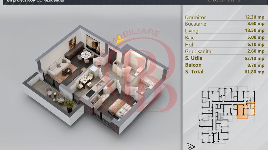 Apartament 2 camere Proiect Premium Panouri Fotovoltaice - Schiță 12